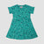 Girls Green Printed Knit Dress